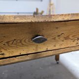 Farm table mounted on casters