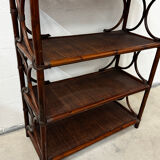 Dark rattan and bamboo bookshelf shelf