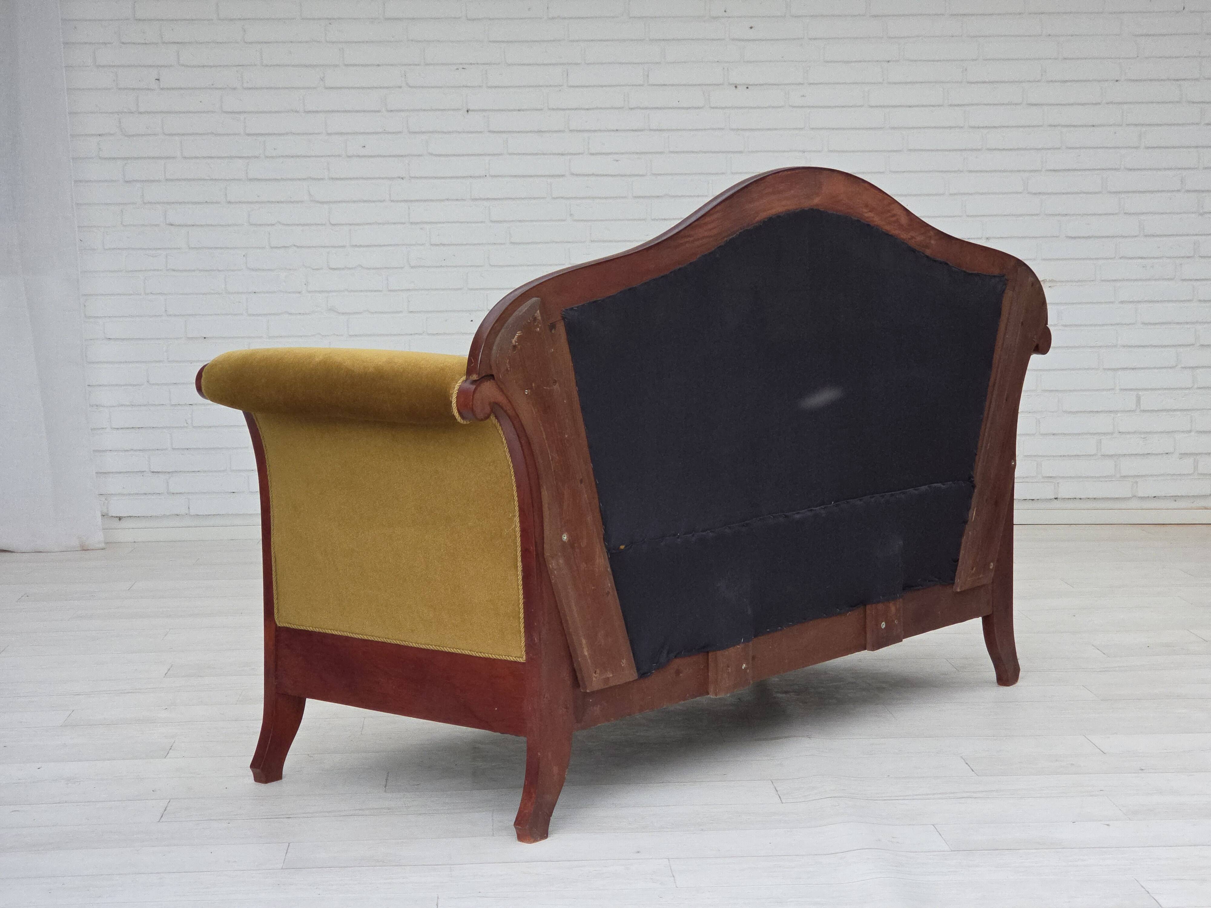 1950s, Danish 2-seater sofa in Biedermeier style, furniture velour.