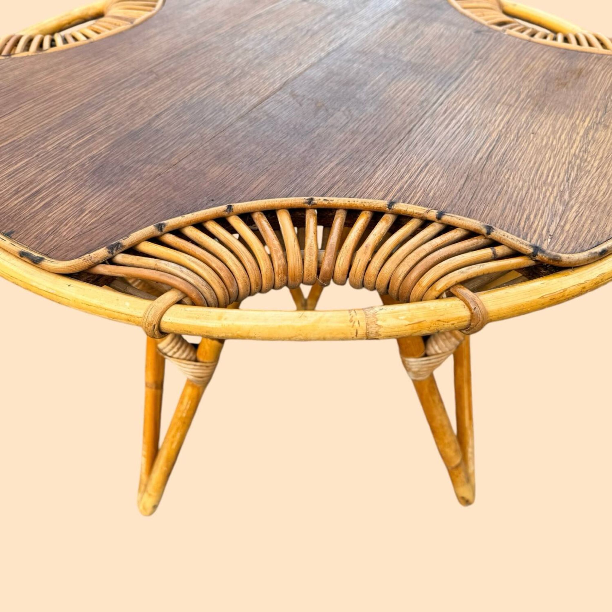 Janine Abraham Rattan Tripod Coffee Table