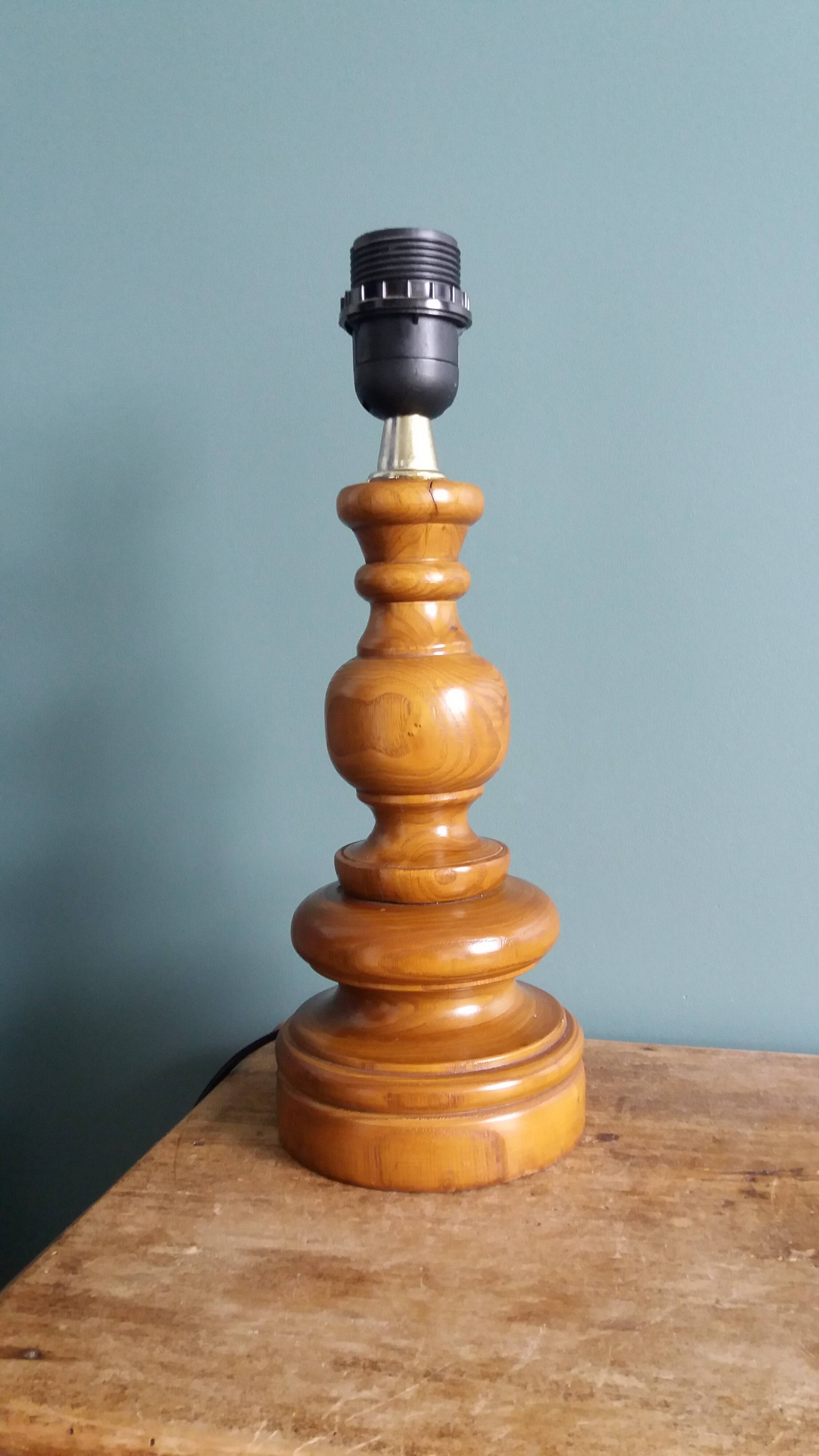 Lamp, turned wooden base