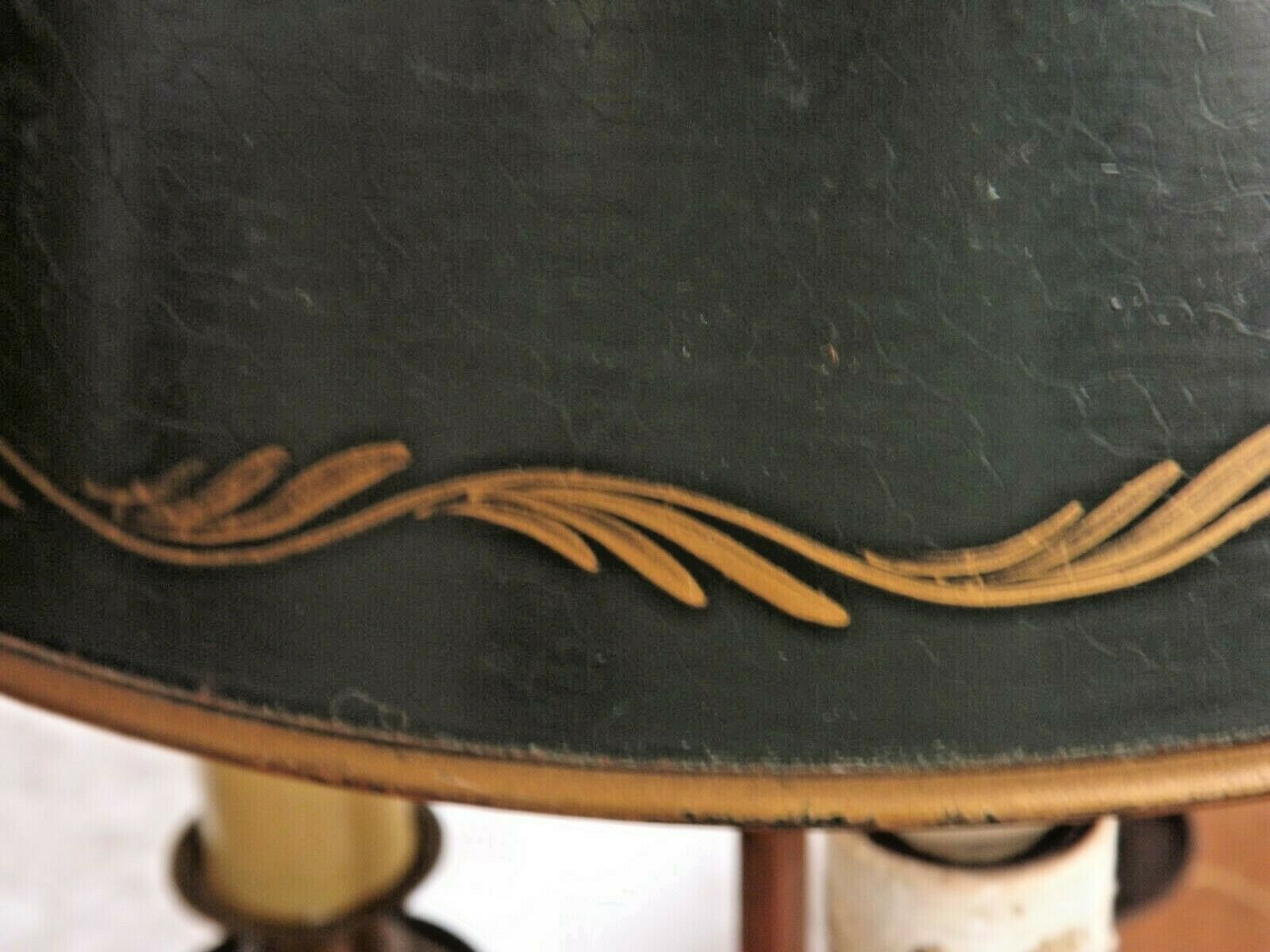 French empire style brass bouillotte table lamp green crackle effect shade