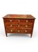 Louis XVI commode with marquetry featuring a design of precious wood cubes, 18th century.