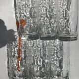 6 Long drink glasses relief glass oval bubbles Pernod