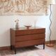 Teak chest of drawers with 3 drawers, black metal legs, 1960s.