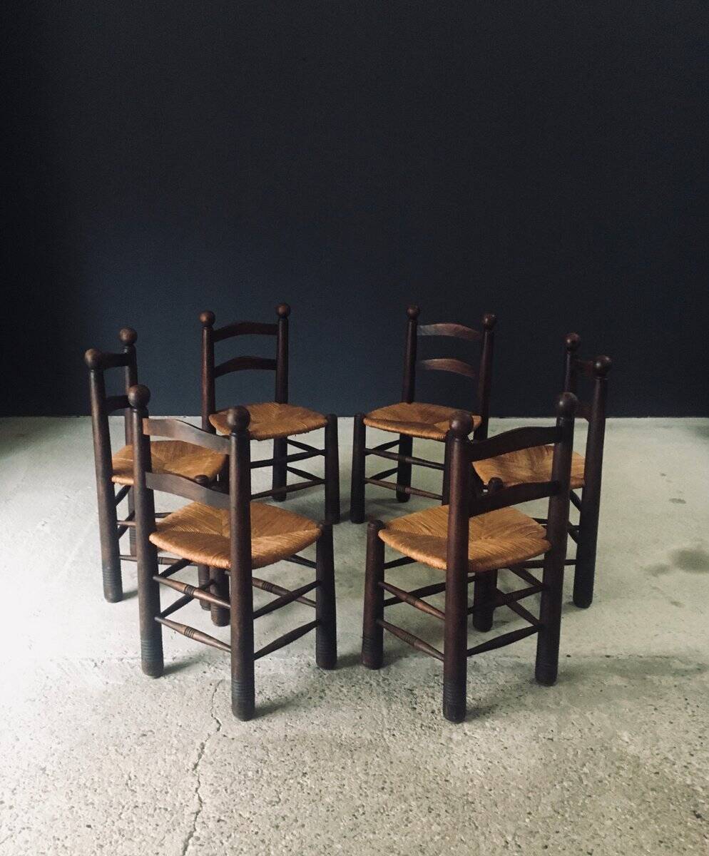 French Provincial Dining Chairs by Charles Dudouyt, France, 1940s, Set of 6