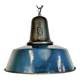 Industrial Blue Enamel Factory Lamp with Cast Iron Top, 1960s