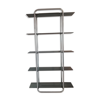 Chrome metal shelf 5 smoked glass shelves