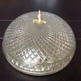 Round ceiling lamp in structured glass art deco style 30s-40s