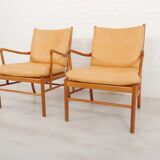 Set of 2 vintage Ole Wanscher chairs | Colonial chair | Leather
