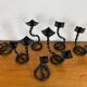 7 wrought iron candle holders in brutalist chain style