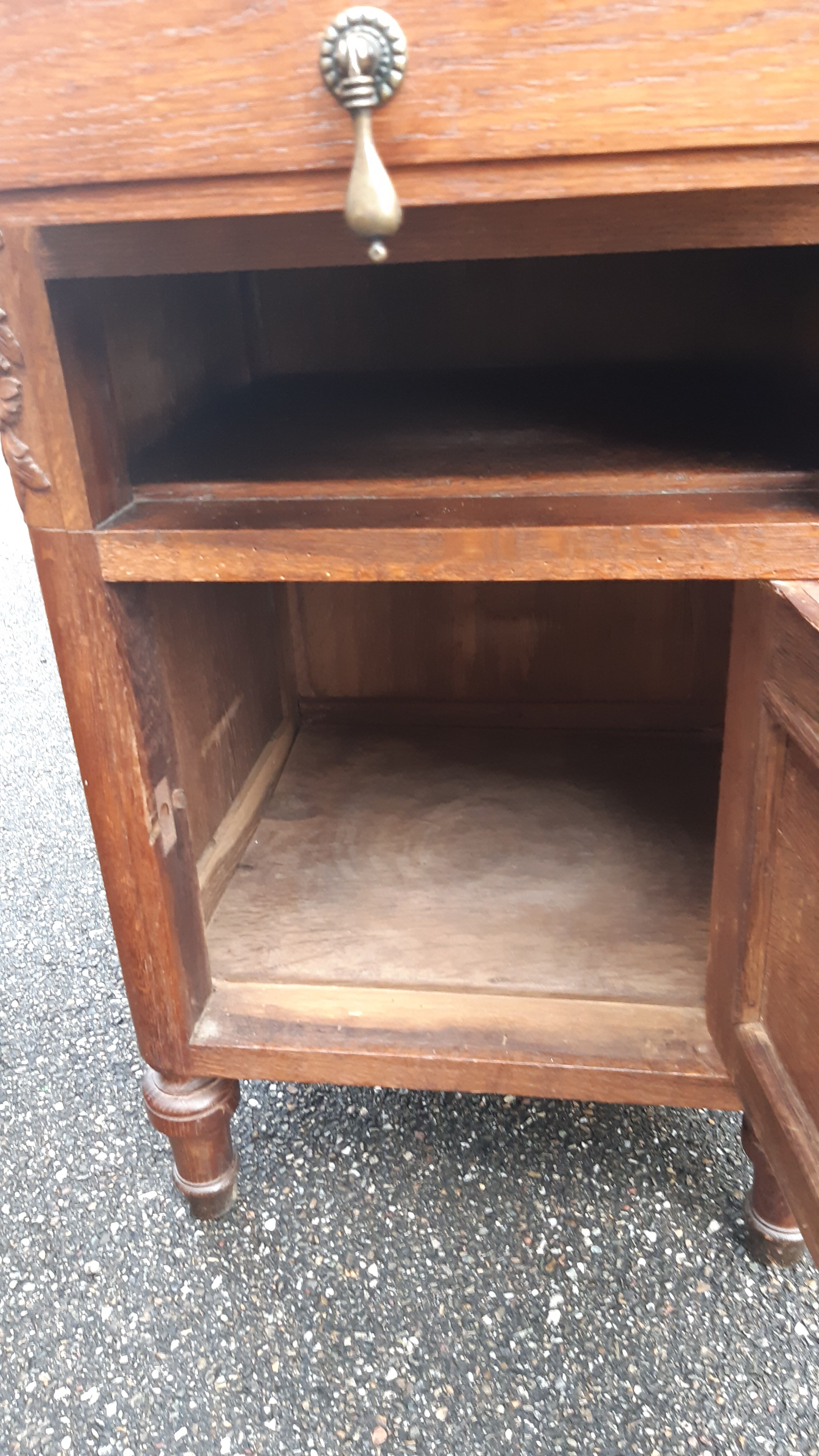 Solid oak and marble bedside tables