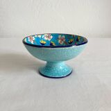 Small footed cup in Longwy enamel "Florence" blue