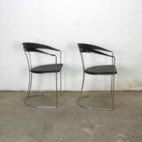 2 chaises en cuir et chrome italiennes