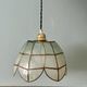 Suspension antique lampshade in blue mother-of-pearl and brass