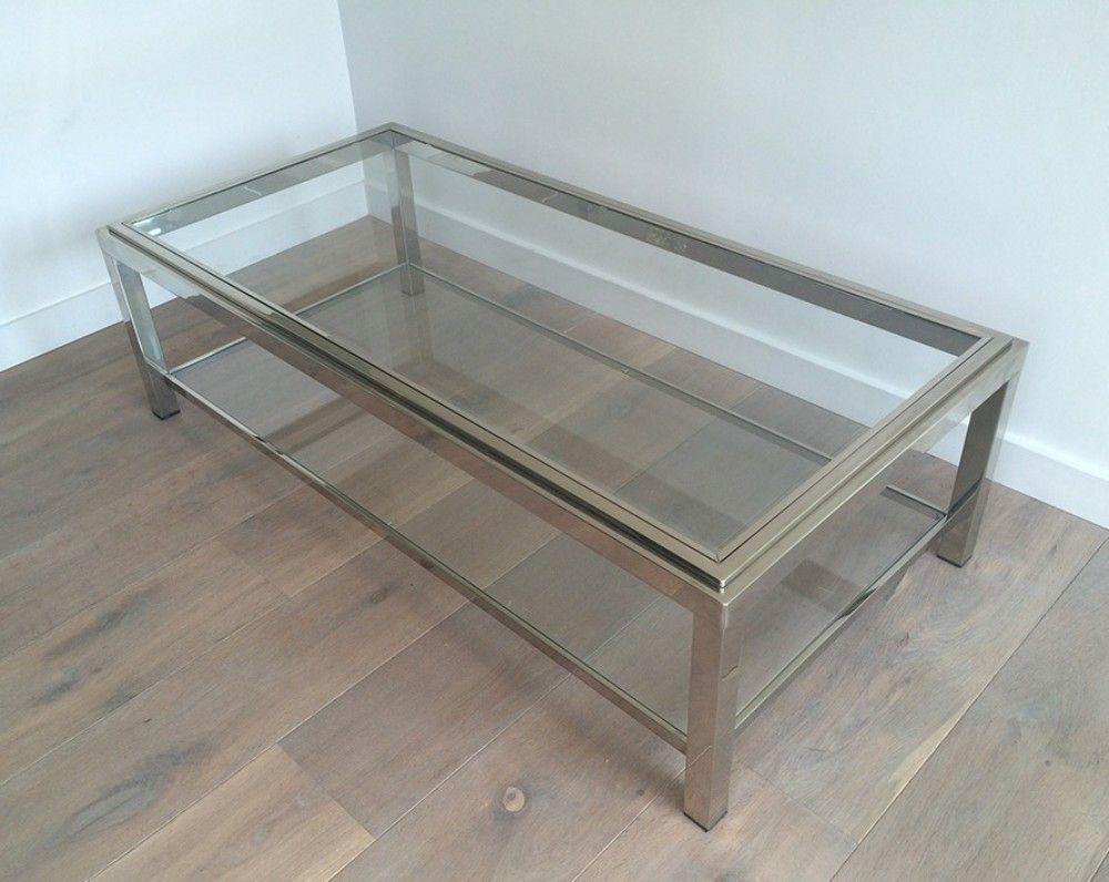 Large chrome coffee table