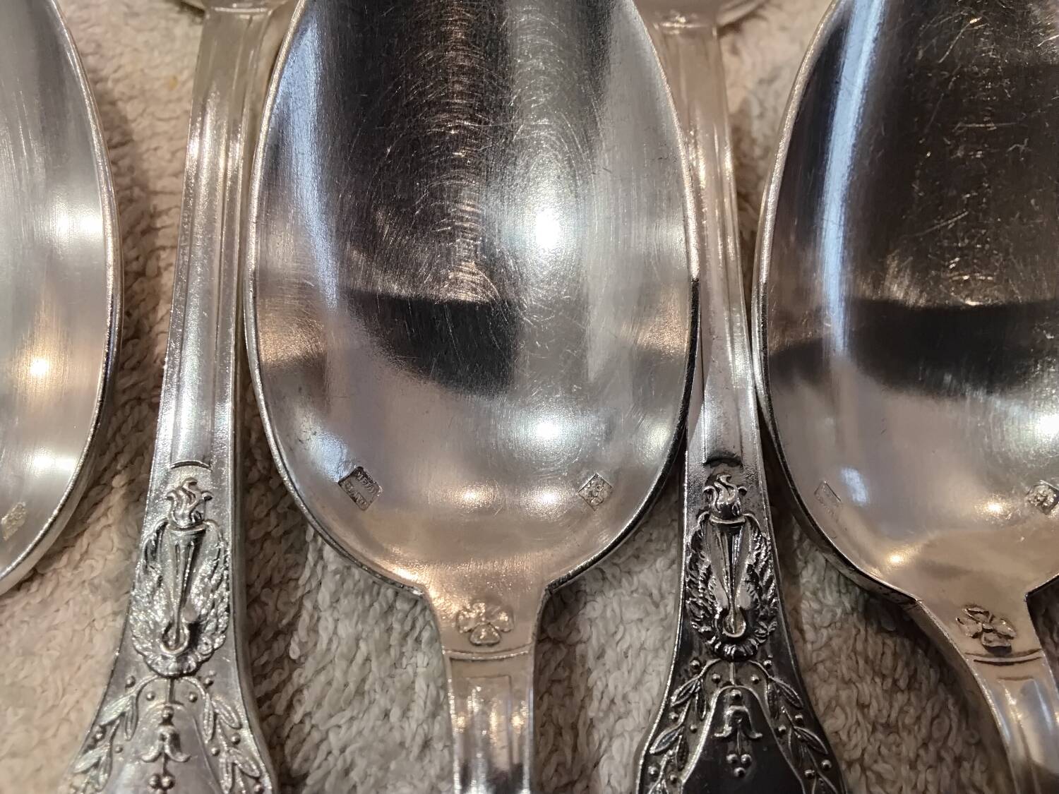 12 silver-plated metal coffee spoons by Ravinet & Cie, Empire 81.