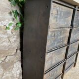 Furniture with 8 metal and wood flaps.