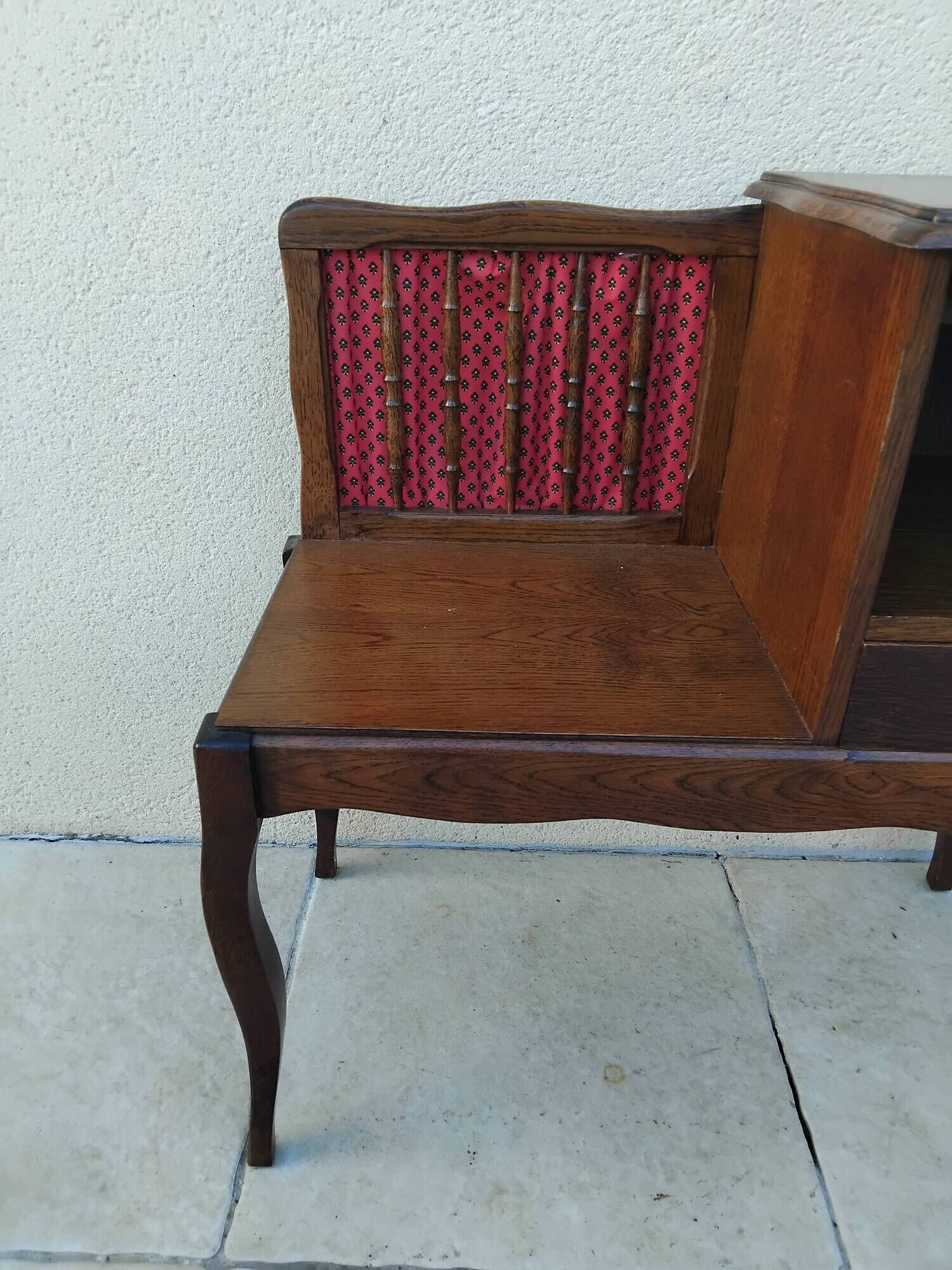 Ancien meuble de téléphone vintage année 80 avec assise