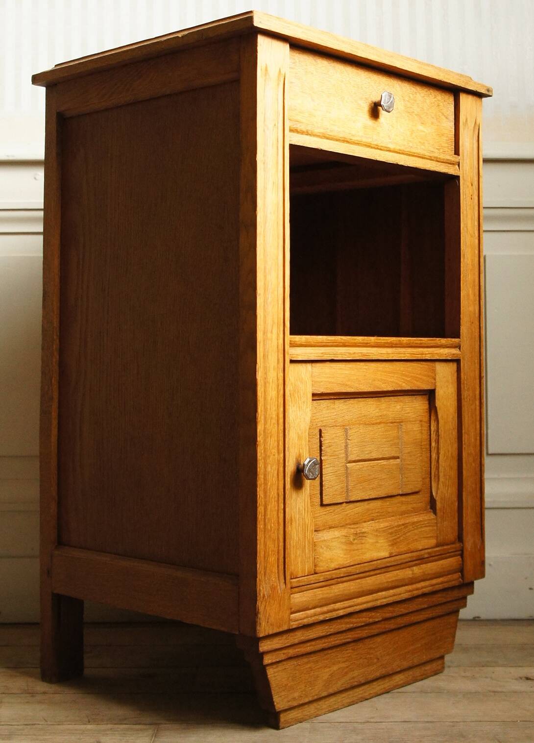 1930 bedside table in oak & black marble