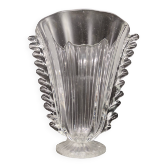 Vintage Transparent Murano Glass Vase style  Barovier and Toso, Italy