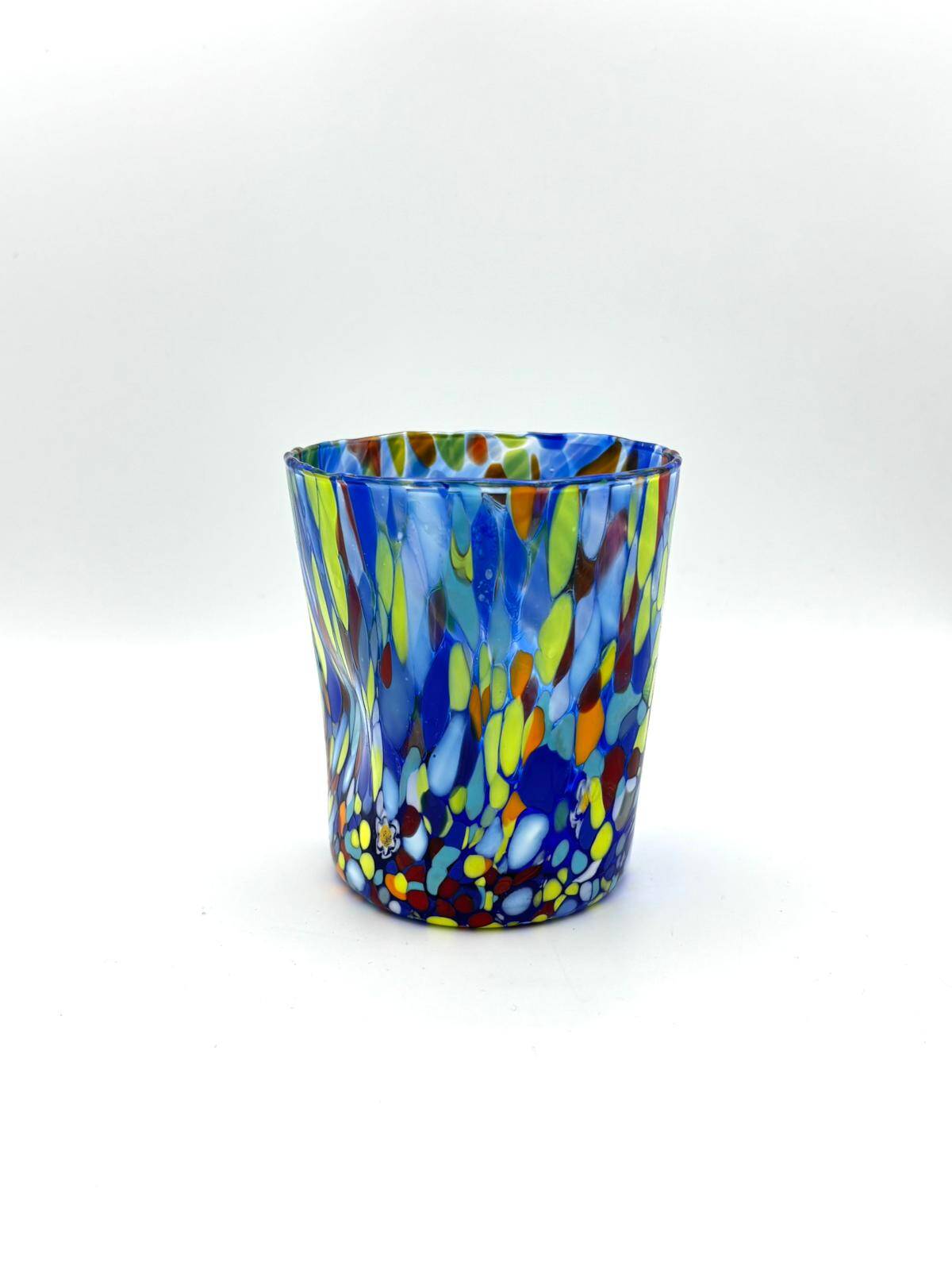 Set of 6 blown glass glasses with Murano murrine.