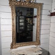 Antique Art Nouveau gilded mirror, 138cm