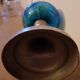 Former oil lamp foot metal silver blue glass