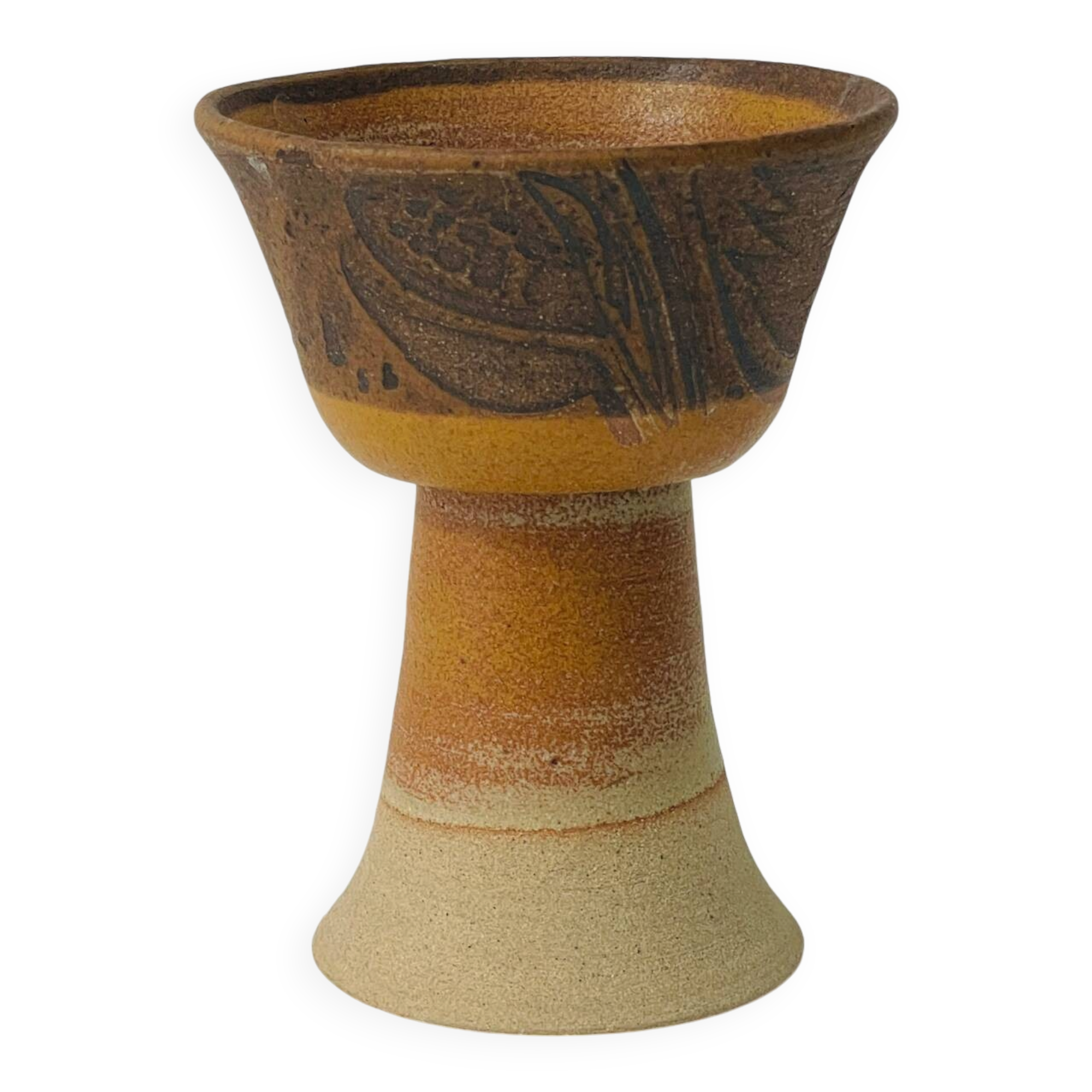 Vintage Scandinavian stoneware chalice cup, Höganäs style, 1960s.