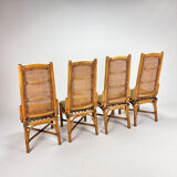 Vintage rattan and cane dining chairs, 1970s