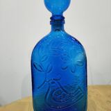 XXL cobalt blue bottle with embossed bird