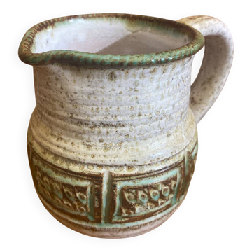Pichet ancien marcel giraud vallauris grès gris & vert vintage #c593