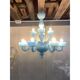 Contemporary Matte Light-Blue Glass Chandelier