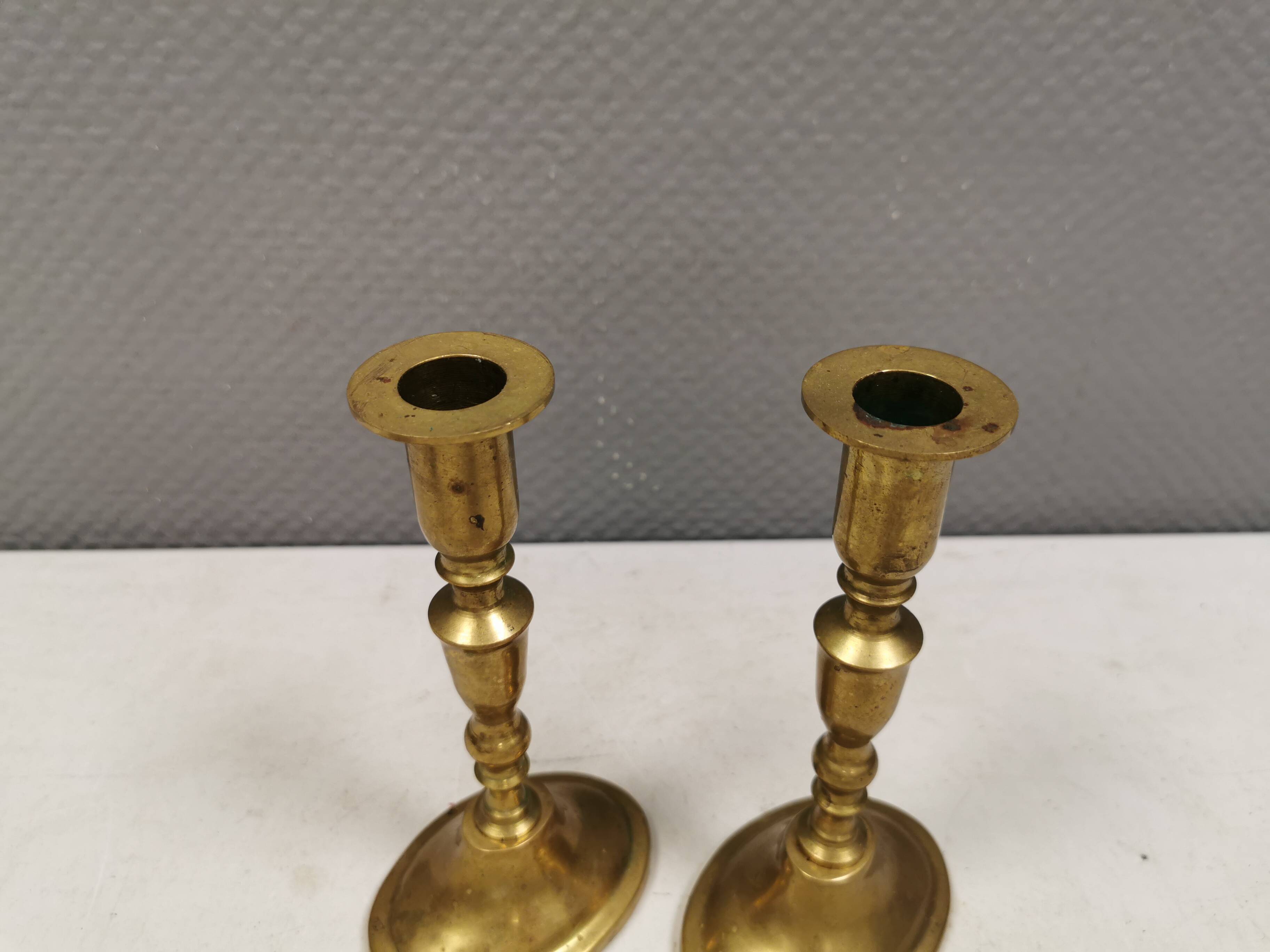 A set of vintage brass candlesticks, made by MALM Denmark in the 1960-70s.