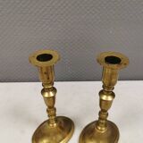 A set of vintage brass candlesticks, made by MALM Denmark in the 1960-70s.