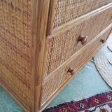 Commode en rotin vintage