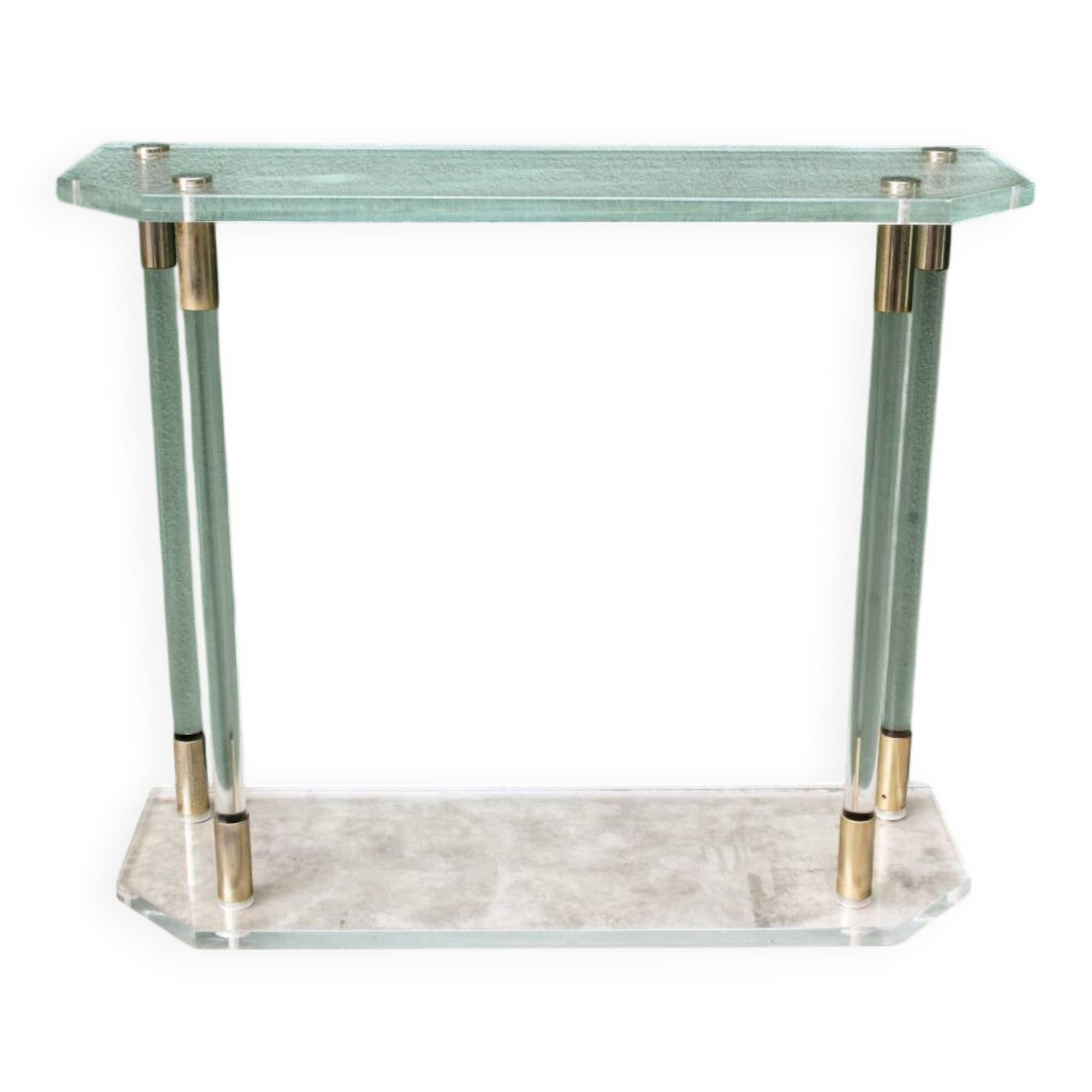 Console, altuglass, 1970s, in the style of Charles Hollis Jones.