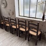 Straw chairs oak 1940s Dudouyt