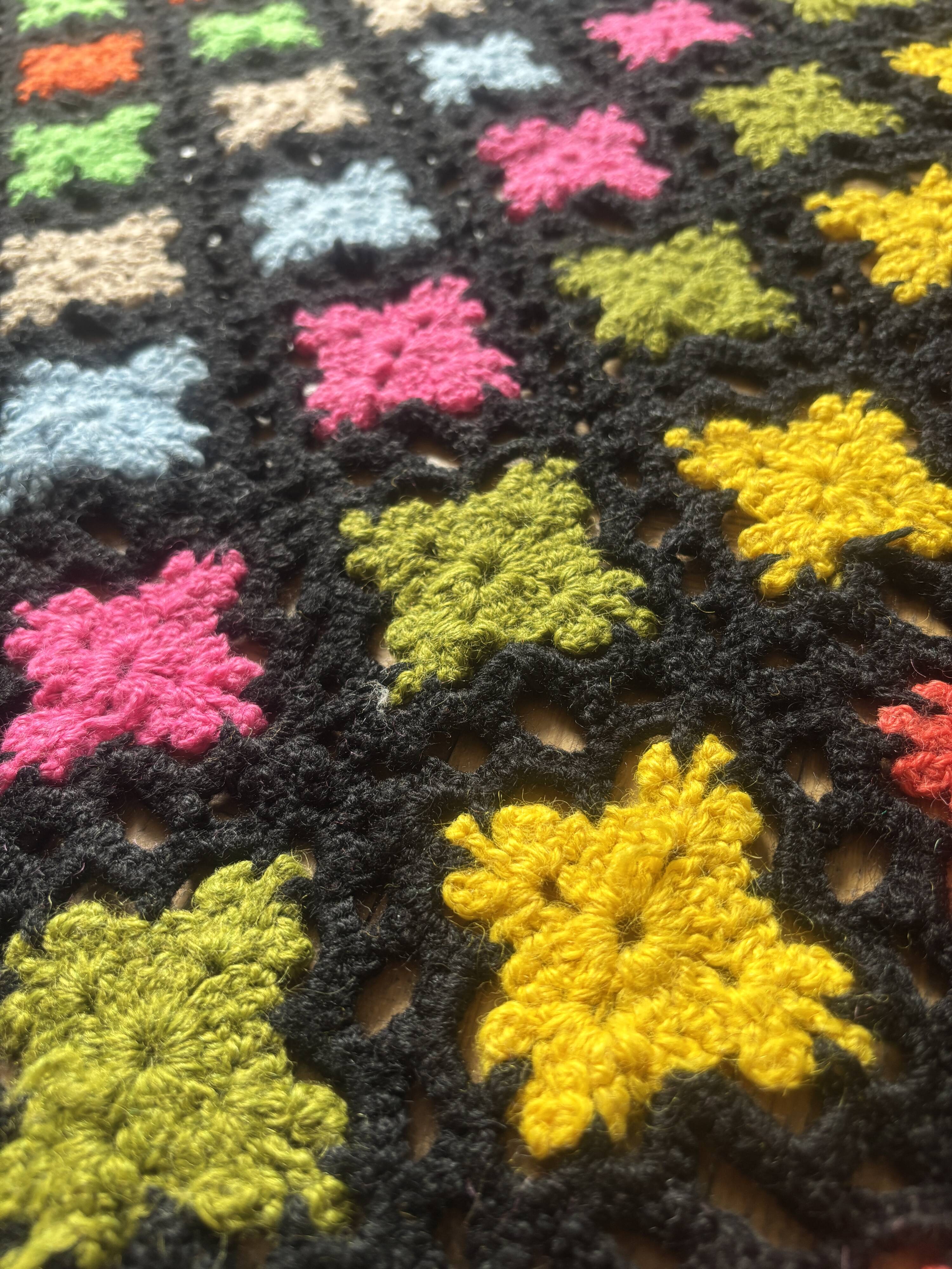 Multicoloured vintage crochet blanket