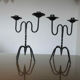 Pair of black wrought iron brutalist candlesticks 50s 60s