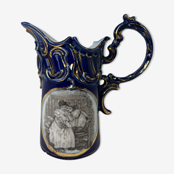 Blue and gold milk jug with children's décor