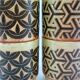 5 beige and fawn stoneware mugs - brown geometric decor - made in England - vintage 70s