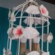 Vintage chandelier cage birds flowers white metal