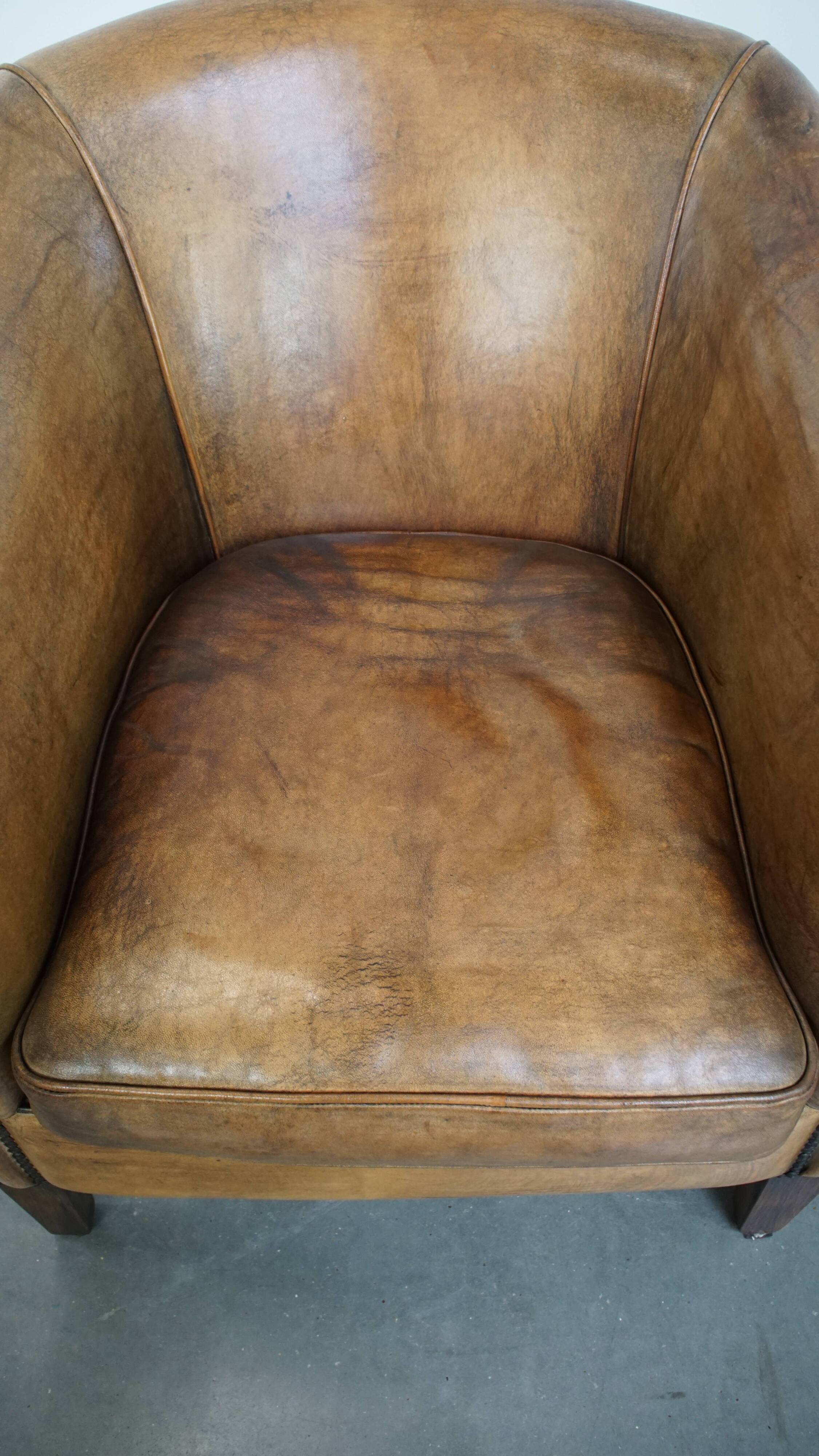 Set of 2 Sheepskin Leather Club Chairs by Nico van Oorschot