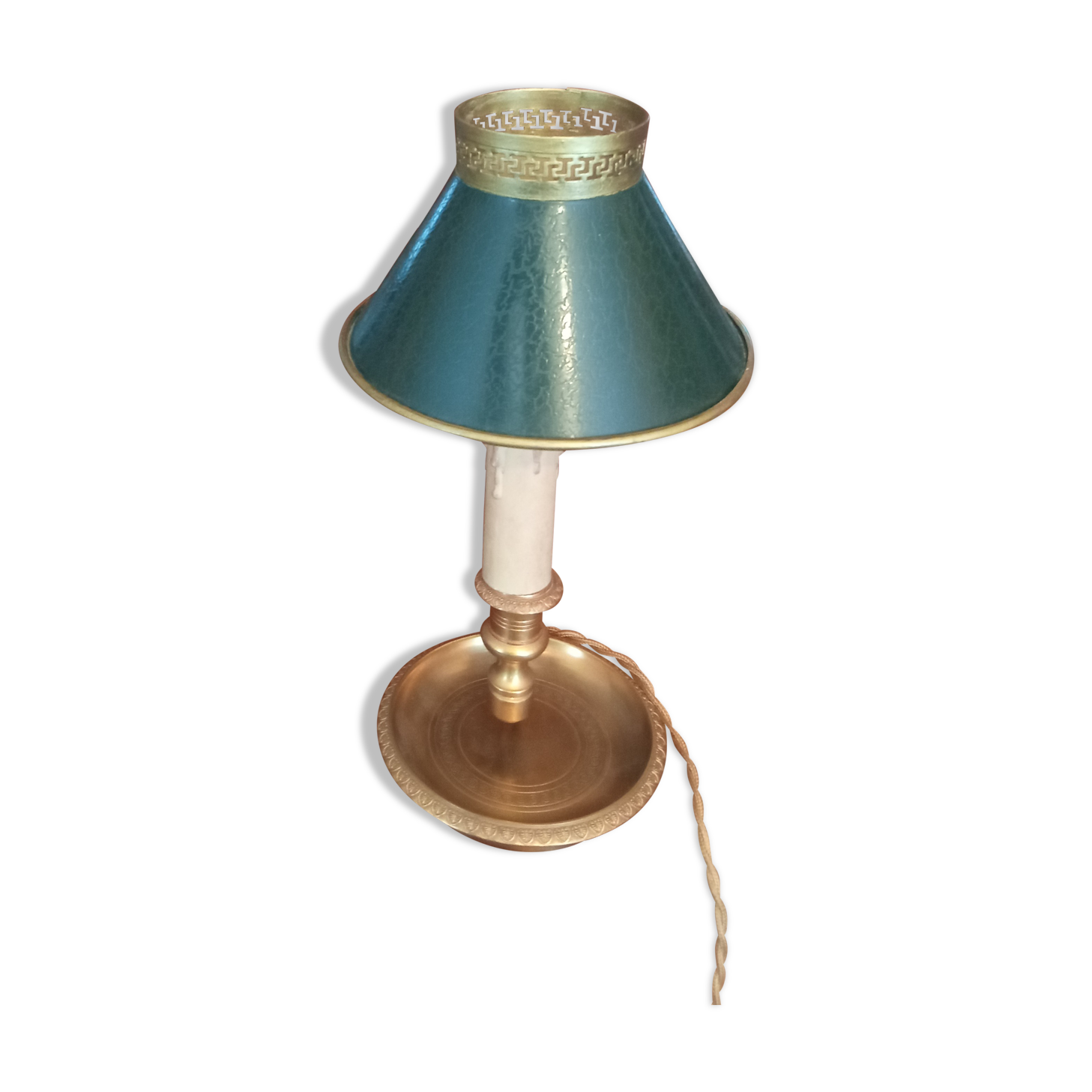 Lamp Bouillotte 1 arm of light bronze lampshade sheet metal empire style