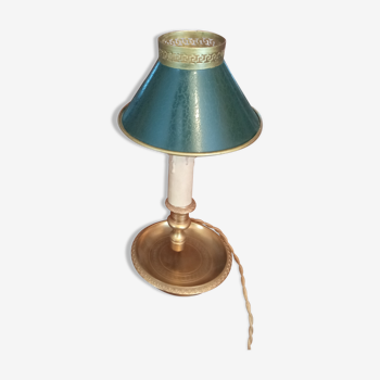 Lampe Bouillotte 1 bras de lumière bronze abat jour tôle style empire