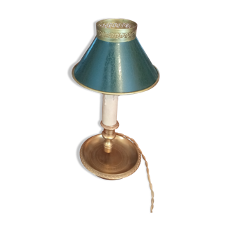 Lampe Bouillotte 1 bras de lumière bronze abat jour tôle style empire