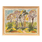 Original Swedish Oil on Panel - 'Forest Path'  – Unsigned Vintage & Framed