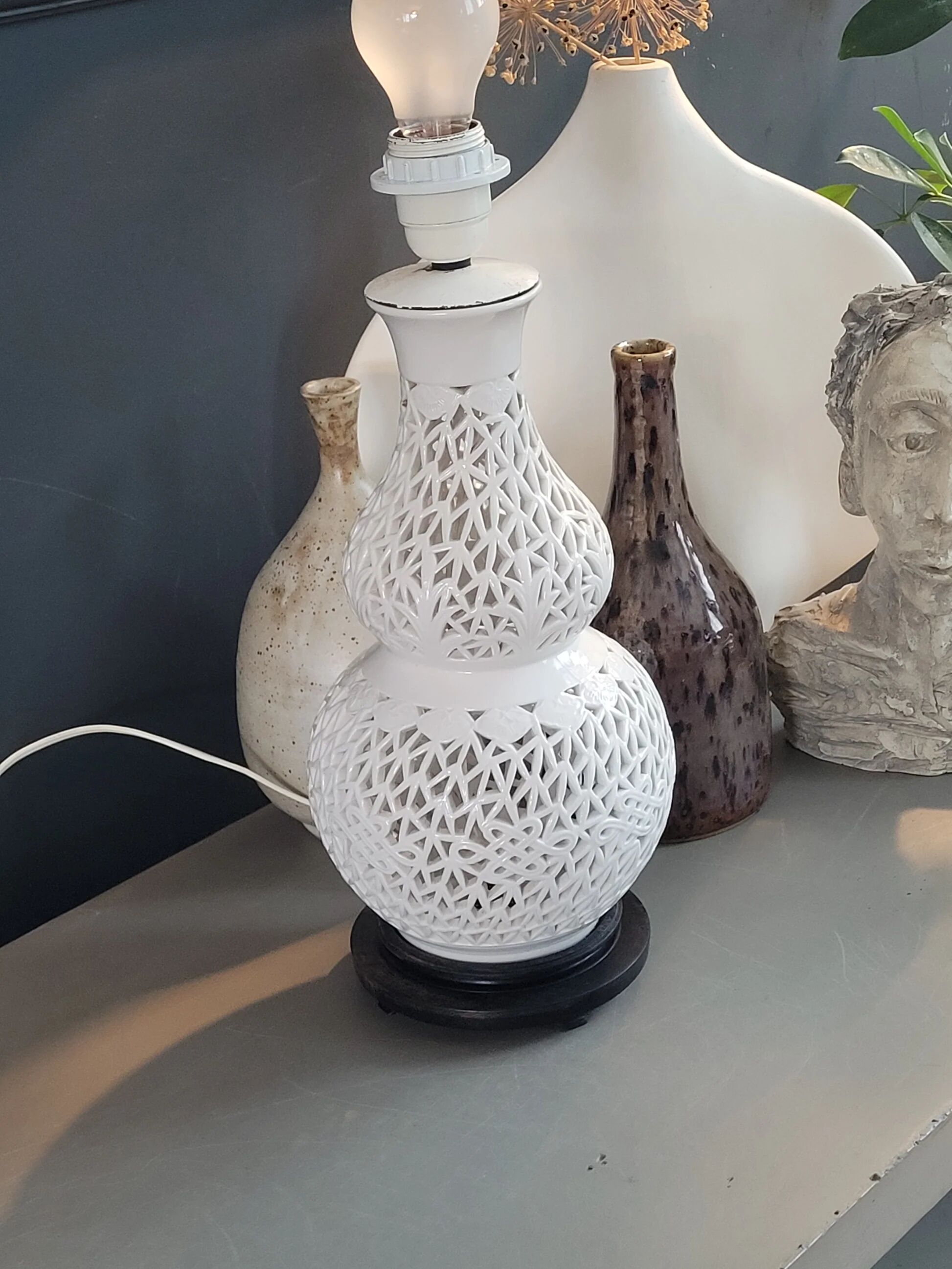 Lampshade in perforated ceramic