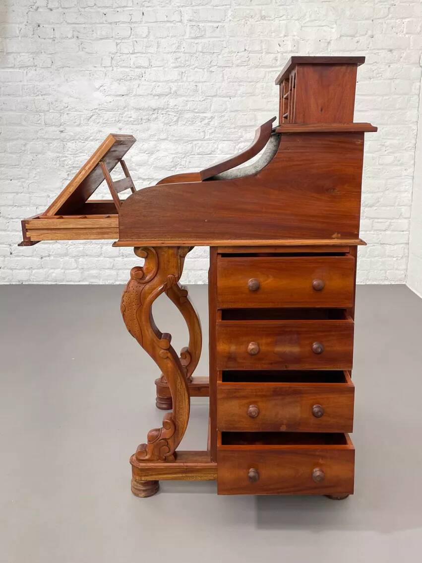 20th century Davenport desk with walnut piano top